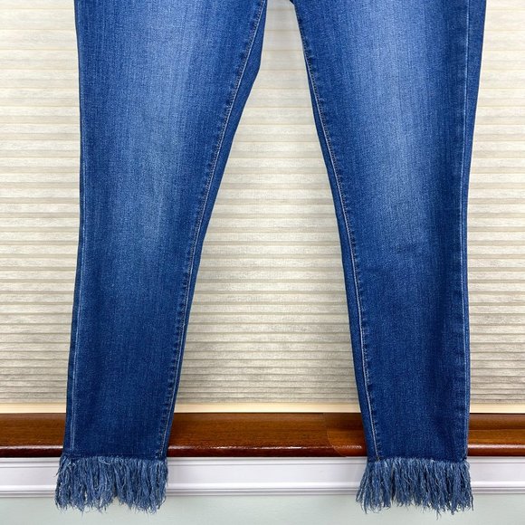 Loft Fringed Hem Mid Rise Jeans Eclectic Timeless Classic Festival - Picture 5 of 12